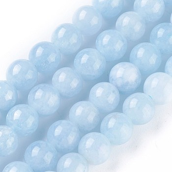 Natural Gemstone Beads Strands, Imitation Aquamarine, Round, Light Sky Blue, 8mm, Hole: 1.2mm, about 46~48pcs/strand, 14.8 inch~15 inch(37.5~38cm)