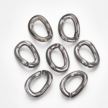 UV Plating ABS Plastic Linking Rings, Quick Link Connectors, For Curb Chains Making, Unwelded, Twist, Gunmetal, 29x21x9mm, Hole: 11x19mm