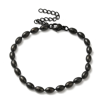 Ion Plating(IP) 304 Stainless Steel Oval Ball Chain Bracelets for Women, Gunmetal, 6-3/4 inch(17cm)