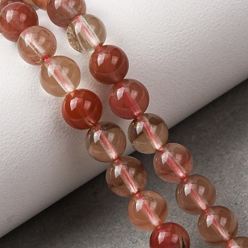 Natural Andesine Feldspar Beads Strands, Smooth Round, Dark Salmon, 6mm, Hole: 1mm, about 64~70pcs/strand, 15.35~15.55''(39~39.5cm)
