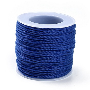 Macrame Cotton Cord, Braided Rope, with Plastic Reel, for Wall Hanging, Crafts, Gift Wrapping, Blue, 1.2mm, about 49.21 Yards(45m)/Roll