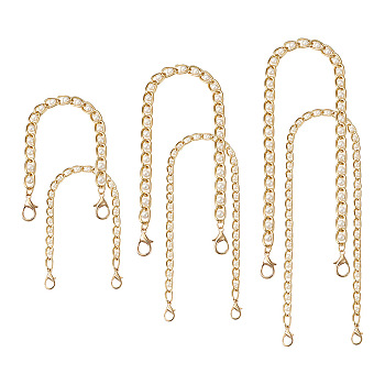 Mega Pet 6Pcs Aluminum Chain Bag Strap, with Resin Pearl & Aluminum Clasps, for Bag Replacement Accessories, Light Gold, 60~111x0.8~1.2x0.5~0.8mm, 6pcs