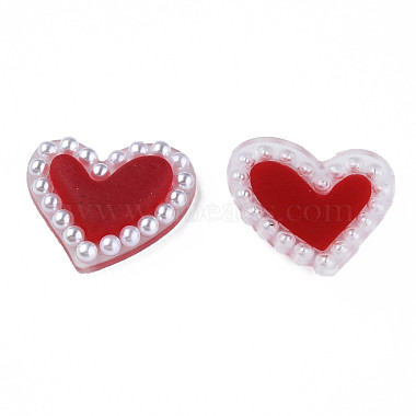 Dark Red Heart Acrylic Cabochons
