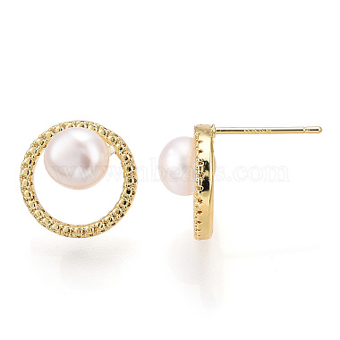 Natural Pearl Ring Stud Earrings(PEAR-N017-06F)-2