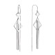 Rhodium Plated 925 Sterling Silver Rhombus with Chain Tassel Dangle Earrings(JE1048A)-1