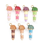 Alloy Enamel Pendants, Microphone Charms, Golden, Mixed Color, 20.5x9x7.5mm, Hole: 1.6mm(ENAM-D320-05)