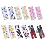 12Pcs 6 Styles Leopard Print Flower Donut Printed Polyester Necklace Anti-Winding Display Cards, Rectangle, Mixed Color, 6.4x2.4x0.4cm, 2pcs/style(CDIS-OC0001-13)