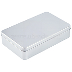 Tinplate Storage Boxs with Lids, Metal Gift Packaging Cases, Rectangle, Platinum, 18.5x11.5x4.5cm(CON-WH20001-25A)