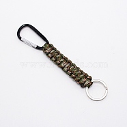 Zinc Alloy Rock Climbing Carabiners, Key Clasps, with Iron Split Key Rings and Polypropylene Cord, Olive Drab, 172x30x9mm(KEYC-WH0018-45C)