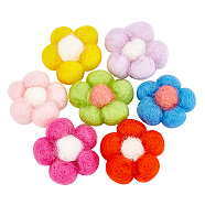 14Pcs 7 Colors Wool Needle Felting Flower Crafts, for DIY Children Hair & Brooches Accessories Decoration, Mixed Color, 36x36x12mm, 2pcs/color(DIY-FG0003-06)