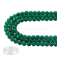 DIY Jewelry Bracelet Making Kits, 3 Strands 8mm Dyed Round Natural White Jade Beads and Flat Elastic Thread, Sea Green, 8mm, Hole: 1mm, about 49pcs/strand, 15.16''(38.5cm), 3strands/set(DIY-SZ0003-69H)