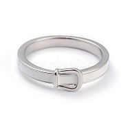 Brass Enamel Finger Rings, White, Real Platinum Plated, US Size 7(17.3mm)(RJEW-J074-04P-A)