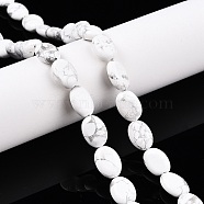 Natural Howlite Beads Strands, Flat Oval, 14x10x5.5mm, Hole: 1.2mm, about 28pcs/strand, 15.55''(39.5cm)(G-M206-36)