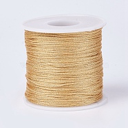 Resin and Polyester Braided Cord Thread, Metallic Cord, Yellow, 1mm, about 100m/roll(109.36yards/roll)(OCOR-F008-G03)