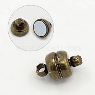 Brass Magnetic Clasps with Loops, Oval, Antique Bronze, 11x7mm, Hole: 1.5mm(X-KK-H361-AB)