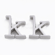 304 Stainless Steel Pendants, Stainless Steel Color, Letter, Letter.K, 13x12x3mm, Hole: 1.8mm(X-STAS-T041-10-K)