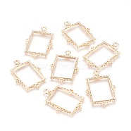 Rack Plating Alloy Open Back Bezel Pendants, For DIY UV Resin, Epoxy Resin, Pressed Flower Jewelry, Cadmium Free & Nickel Free & Lead Free, Rectangle, Light Gold, 39x27.5x2mm, Hole: 2.5mm(PALLOY-Q351-08KCG-FF)