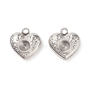 304 Stainless Steel Heart Charms Rhinestone Settings, Stainless Steel Color, 13x12x4mm, Hole: 1.5mm, Fit for 4mm Rhinestone(X-STAS-E083-13P)