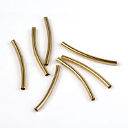 Brass Curved Tube Beads, Smooth, Gold Plated, Nickel Free, 2mmx25mm, Hole: about 1.2mm(X-EC0582X25mm-NFG)