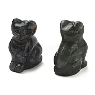 Natural Bloodstone Carved Figurines, for Home Office Desktop Decoration, Cat, 10.5~13x16~18x21.5~23.5mm(DJEW-L023-B19)