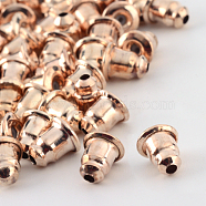 Iron Ear Nuts, Earring Backs, Rose Gold, 6x5mm, Hole: 1mm(IFIN-R190-RG)