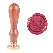 DIY Scrapbook, Brass Wax Seal Stamp and Wood Handle Sets, Butterfly, Golden, 8.95cm, Stamps: 2.55x1.45cm(AJEW-WH0096-80J)