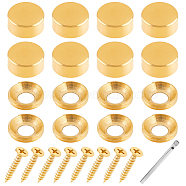 SUPERFINDINGS 2 Sets Flat Round Brass Glass Standoff Pin Sets, with Wall Mounted Standoff Screw and 1Pc Iron & Carborundum Drill Bits, for Acrylic Glass Sign, Platinum & Golden, 11~50x2.5~8mm(DIY-FH0005-02)