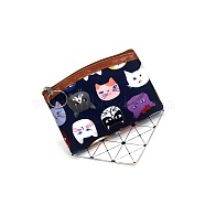 Cat Pattern Cloth Clutch Bags, Change Purse with Zipper, for Women, Rectangle, Midnight Blue, 12x8cm(PAAG-PW0016-23A-01)