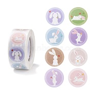 8 Patterns Easter Theme Self Adhesive Paper Sticker Rolls, with Rabbit Pattern, Round Sticker Labels, Gift Tag Stickers, Mixed Color, Rabbit Pattern, 25x0.1mm, 500pcs/roll(DIY-C060-03H)