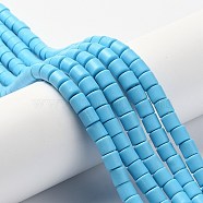 Handmade Polymer Clay Bead Strands, Column, Deep Sky Blue, 6.5x6mm, Hole: 1.2mm, about 61pcs/strand, 15.75 inch(40cm)(CLAY-ZX006-01-95)