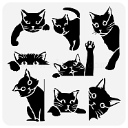 PET Hollow Out Drawing Painting Stencils, for DIY Scrapbook, Photo Album, Cat Shape, 30x30cm(DIY-WH0391-0567)