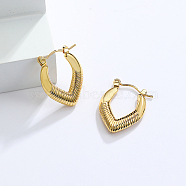 304 Stainless Steel Hoop Earrings, Golden, 25x15mm(IO9179-1)