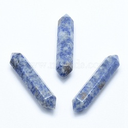 Natural Blue Spot Jasper No Hole Beads, Double Terminated Pointed, Faceted, Bullet, 51~55x10.5~11x9.5~10mm(G-G760-J04)