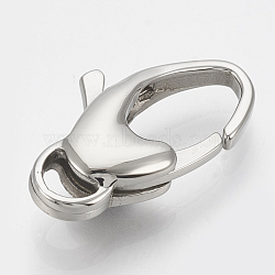 304 Stainless Steel Lobster Claw Clasps, Oval, Stainless Steel Color, 20x11x5mm, Hole: 2x4.5mm(STAS-T033-19)