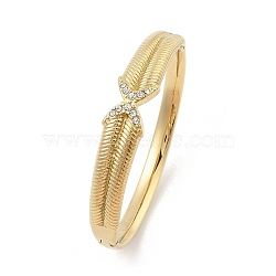 Ion Plating(IP) 304 Stainless Steel Bangles for Women, with Rhinestone, Golden, Inner Diameter: 3/8x2 inch(5.9x5.1cm)(BJEW-G693-06G)