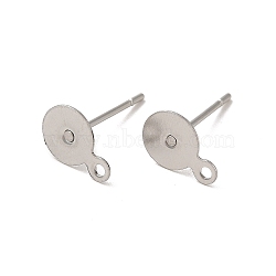 Tarnish Resistant 304 Stainless Steel Stud Earring Findings, Stainless Steel Color, 12x6x8.5mm, Pin: 0.63mm(STAS-E025-1)