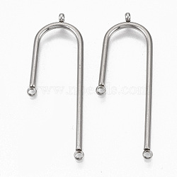 304 Stainless Steel Asymmetric Length Chandelier Component Links, 3 Loop Connectors, Arch, Stainless Steel Color, 39.5x14x1.5mm, Hole: 1.5mm(X-STAS-T050-029P)