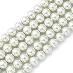 Eco-Friendly Dyed Glass Pearl Round Beads Strands, Grade A, Cotton Cord Threaded, WhiteSmoke, 10mm, Hole: 0.7~1.1mm, about 42pcs/strand, 15 inch(HY-A002-10mm-RB009)
