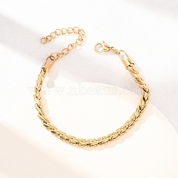 304 Stainless Steel Twisted Curb Chain Bracelets for Women, PVD Vacuum Plating, Real 18K Gold Plated, 6.89 inch(17.5cm)(BJEW-F529-05G)