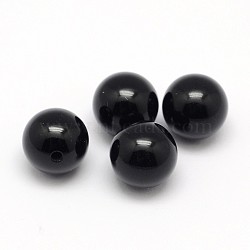 Natural Black Onyx Beads, Half Drilled, Round, Dyed & Heated, 6mm, Half Hole: 1mm(X-G-D708-6mm)