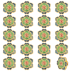 20Pcs Alloy Enamel Beads, Flower, Matte Gold Color, Green, 15x14x5mm, Hole: 1.6mm(ENAM-PH0002-93)