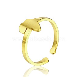 Simple Stainless Steel Adjustable Cuff Rings for Women, Fashionable Personalized Hand Jewelry, Real 18K Gold Plated, Africa Map, show in picture(WT4746-6)