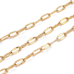 Vacuum Plating 304 Stainless Steel Cable Chains, with Spool, Soldered, Real 18K Gold Plated, 10~10.5x4.5~5x1mm, 10.93 yards(10m)/roll(CHS-D033-05G-02)