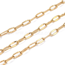 PVD Vacuum Plating 304 Stainless Steel Cable Chains, with Spool, Soldered, Real 18K Gold Plated, 10~10.5x4.5~5x1mm, 10.93 yards(10m)/roll(CHS-D033-05G-02)