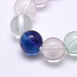 Natural Fluorite Beads Strands, Grade AA, Round, 8mm, Hole: 1mm(G-E112-8mm-6)