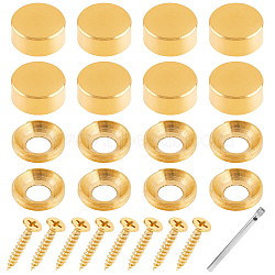 SUPERFINDINGS 2 Sets Flat Round Brass Glass Standoff Pin Sets, with Wall Mounted Standoff Screw and 1Pc Iron & Carborundum Drill Bits, for Acrylic Glass Sign, Platinum & Golden, 11~50x2.5~8mm(DIY-FH0005-02)