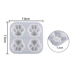 DIY Cat Paw Print Fondant Silicone Molds, Resin Casting Molds, for Chocolate, Candy, UV Resin & Epoxy Resin Craft Making, White, 75x78x14mm(DIY-TAC0015-31)