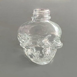 Empty Portable Glass Dropper Bottles, Fine Mist Atomizer, with Rubber Extrusion Head, PP Dust Cap, Refillable Bottle, Skull, Clear, 66x47.5x100mm, Capacity: 50ml(1.69 fl. oz)(MRMJ-WH0065-84B)