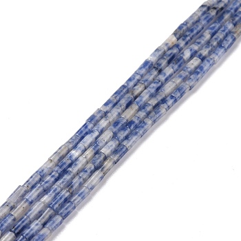 Natural Blue Spot Jasper Beads Strands, Undyed, Column, 3.8~4.3x2.4mm, Hole: 0.9mm, about 87pcs/strand, 14.88~15.12 inch(37.8~38.4cm)
