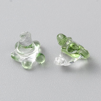 High Borosilicate Glass Beads, No Hole/Undrilled, Flower, Lawn Green, 5~7x6~7x6~7mm